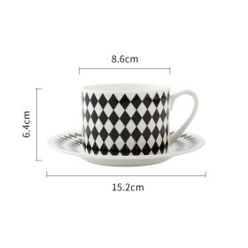 Coffee Cup Dish Suit Nordic Black And White Geometry European Creative Simple English Afternoon Tea Lovers Ceramic Cup