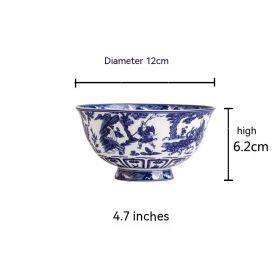 Blue And White Devil Valley Bowl Bone China High Foot Anti-scald Ceramic Home Night