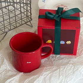 New Year Christmas Red Turn-over Ceramic Mug