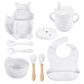 Silicone Squirrel Tableware Baby Silicone Food Supplement Set Baby Spork Integrated Silicone Plate Suit