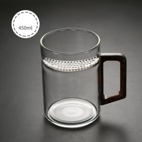 Household Large Capacity Wooden Handle Glass Tea Cup With Crescent Filter Screen Side