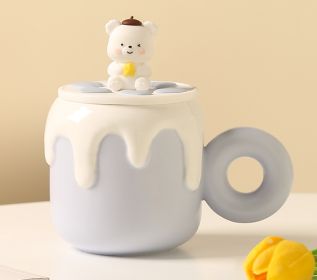 Little Bear Ceramic Cup With Lid Large Capacity Cute