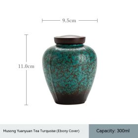 Dark Green Ceramic Cover Household Small Tea Jar